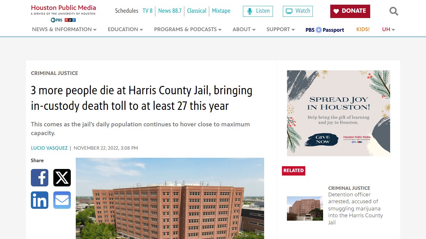 3 more people die at Harris County Jail, bringing in-custody death toll ...